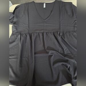 NWOT MISSES SZ XL Zenana Black V-Neck Babydoll Top
